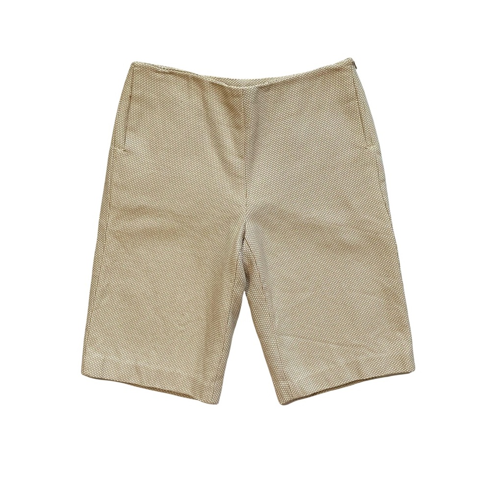 Magaschoni Beige Textured Flat Front Satin Lined Dressy Shorts Size 0